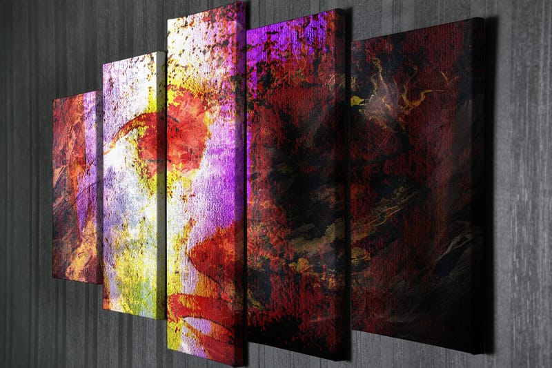 Dekorativ Canvasbilde 5-Deler 70x20 cm - Flerfarget - Interiør - Maleri & posters - Lerretsbilder