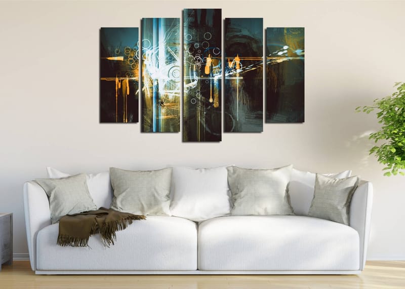 Dekorativ Canvasbilde 5-Deler 70x20 cm - Flerfarget - Interiør - Maleri & posters - Lerretsbilder