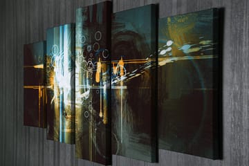 Dekorativ Canvasbilde 5-Deler 70x20 cm - Flerfarget - Interiør - Maleri & posters - Lerretsbilder