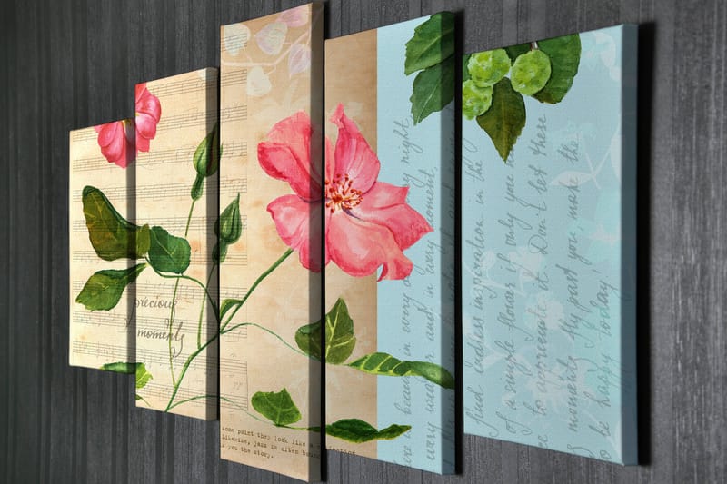 Dekorativ Canvasbilde 5-Deler 70x20 cm - Flerfarget - Interiør - Maleri & posters - Lerretsbilder