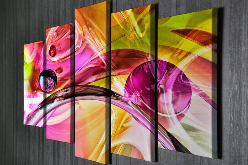 Dekorativ Canvasbilde 5-Deler 70x20 cm - Flerfarget - Interiør - Maleri & posters - Lerretsbilder