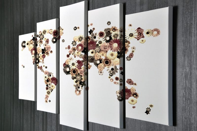 Dekorativ Canvasbilde 5-Deler 70x20 cm - Flerfarget - Interiør - Maleri & posters - Lerretsbilder