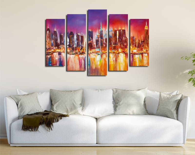 Dekorativ Canvasbilde 5-Deler 70x20 cm - Flerfarget - Interiør - Maleri & posters - Lerretsbilder