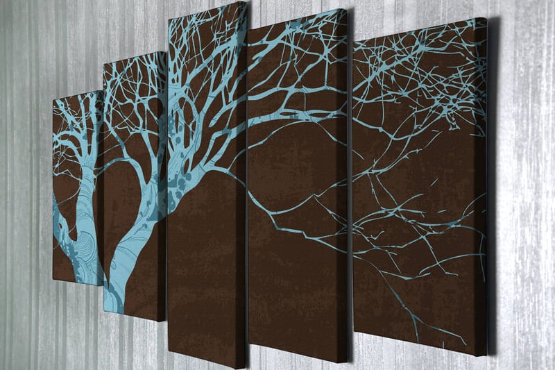 Dekorativ Canvasbilde 5-Deler 70x20 cm - Flerfarget - Interiør - Maleri & posters - Lerretsbilder