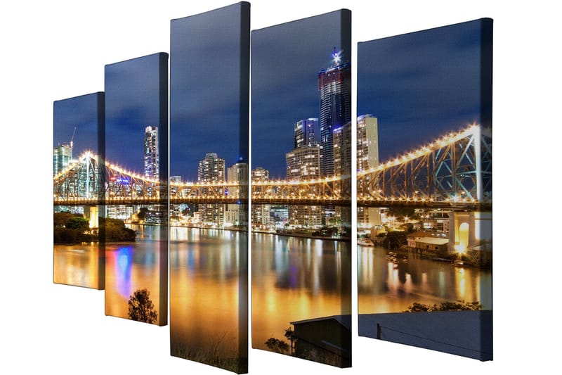 Dekorativ Canvasbilde 5-Deler 70x20 cm - Flerfarget - Interiør - Maleri & posters - Lerretsbilder