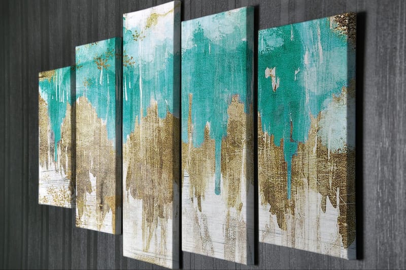 Dekorativ Canvasbilde 5-Deler 70x20 cm - Flerfarget - Interiør - Maleri & posters - Lerretsbilder