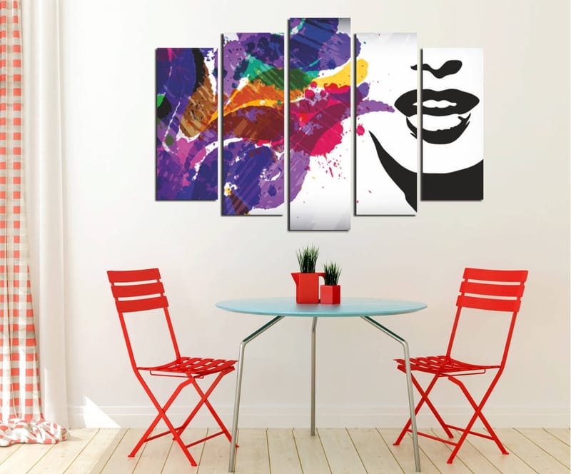 Dekorativ Canvasbilde 5-Deler 70x20 cm - Flerfarget - Interiør - Maleri & posters - Lerretsbilder