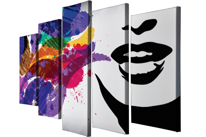 Dekorativ Canvasbilde 5-Deler 70x20 cm - Flerfarget - Interiør - Maleri & posters - Lerretsbilder