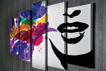 Dekorativ Canvasbilde 5-Deler 70x20 cm - Flerfarget - Interiør - Maleri & posters - Lerretsbilder