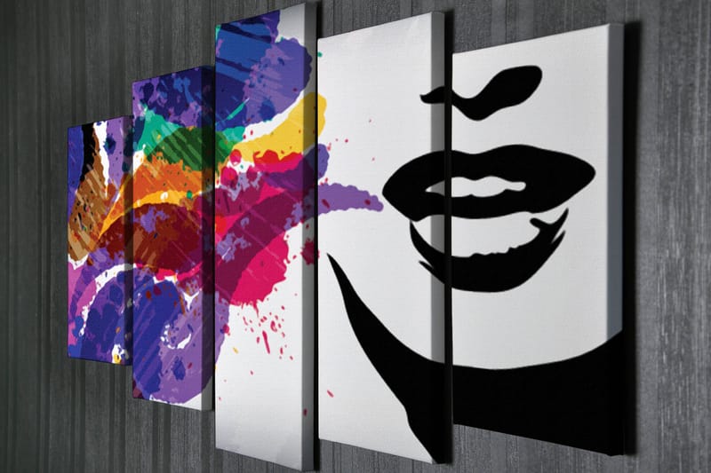 Dekorativ Canvasbilde 5-Deler 70x20 cm - Flerfarget - Interiør - Maleri & posters - Lerretsbilder
