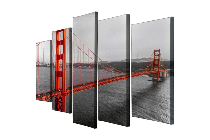 Dekorativ Canvasbilde 5-Deler 70x20 cm - Flerfarget - Interiør - Maleri & posters - Lerretsbilder