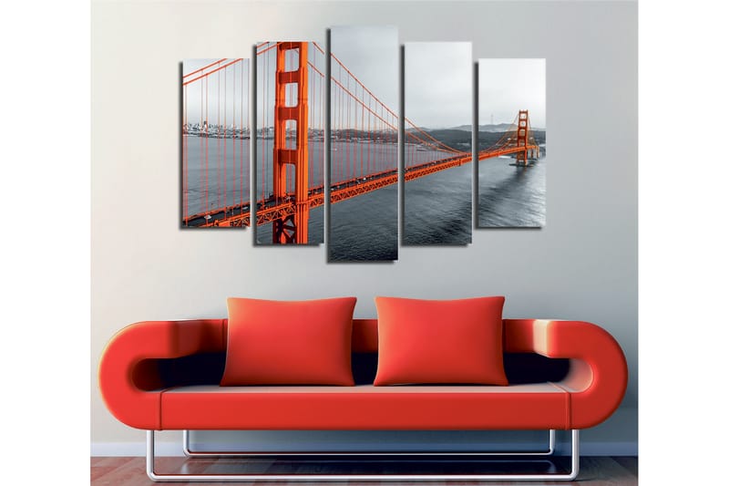 Dekorativ Canvasbilde 5-Deler 70x20 cm - Flerfarget - Interiør - Maleri & posters - Lerretsbilder
