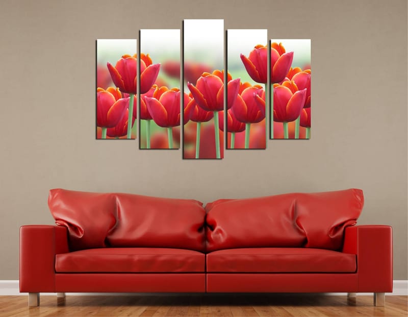 Dekorativ Canvasbilde 5-Deler 70x20 cm - Flerfarget - Interiør - Maleri & posters - Lerretsbilder