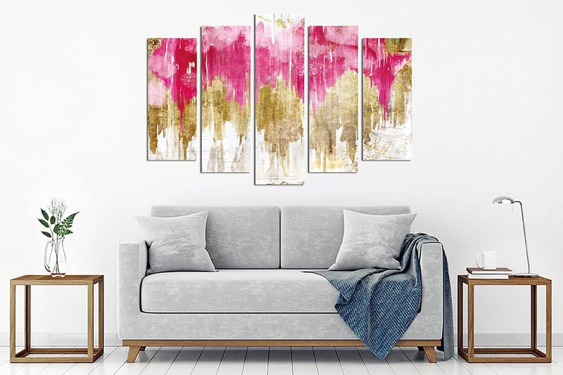 Dekorativ Canvasbilde 5-Deler 70x20 cm - Flerfarget - Interiør - Maleri & posters - Lerretsbilder