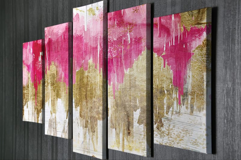 Dekorativ Canvasbilde 5-Deler 70x20 cm - Flerfarget - Interiør - Maleri & posters - Lerretsbilder