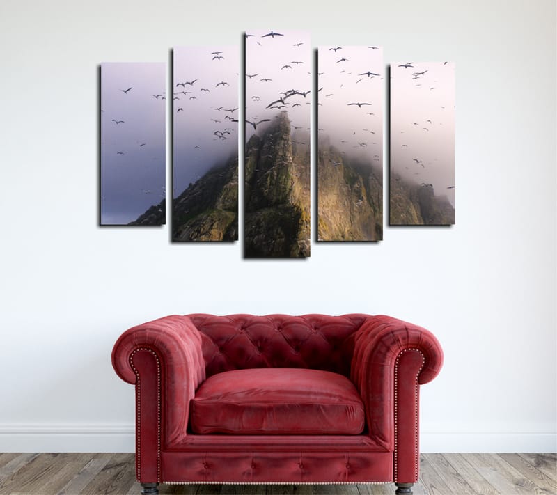 Dekorativ Canvasbilde 5-Deler 70x20 cm - Flerfarget - Interiør - Maleri & posters - Lerretsbilder