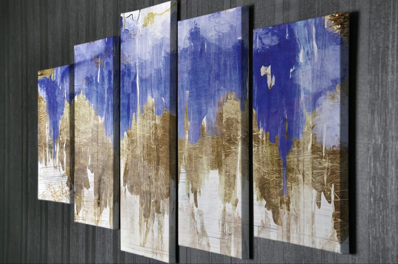 Dekorativ Canvasbilde 5-Deler 70x20 cm - Flerfarget - Interiør - Maleri & posters - Lerretsbilder