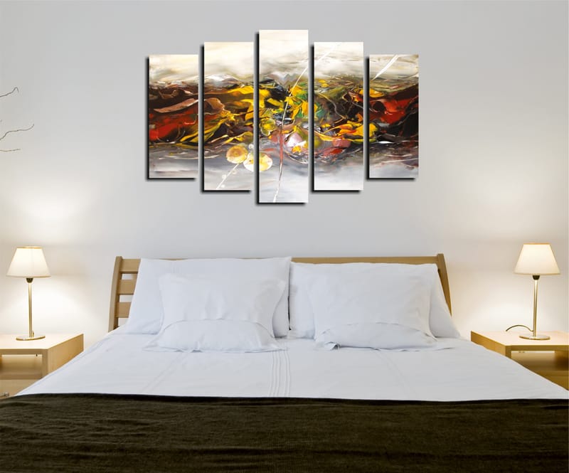 Dekorativ Canvasbilde 5-Deler 70x20 cm - Flerfarget - Interiør - Maleri & posters - Lerretsbilder
