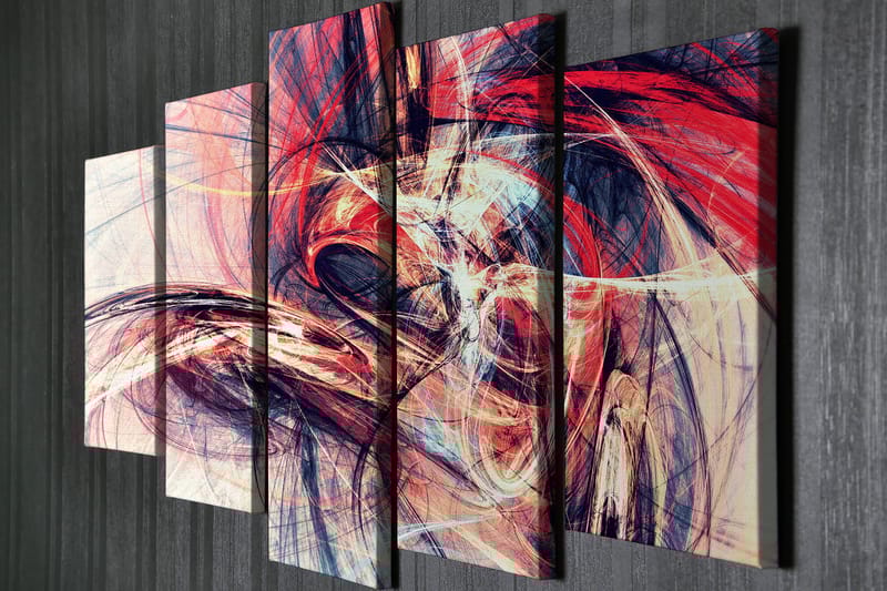Dekorativ Canvasbilde 5-Deler 70x20 cm - Flerfarget - Interiør - Maleri & posters - Lerretsbilder