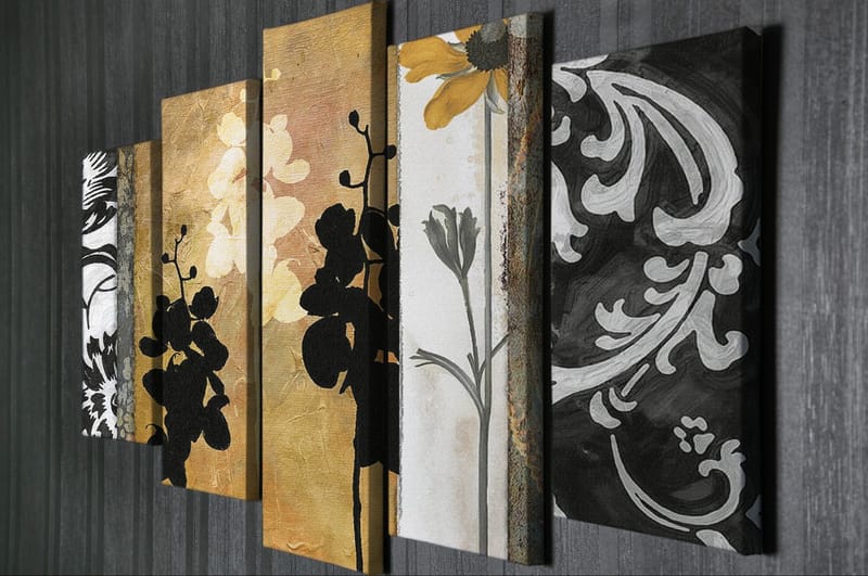 Dekorativ Canvasbilde 5-Deler 70x20 cm - Flerfarget - Interiør - Maleri & posters - Lerretsbilder
