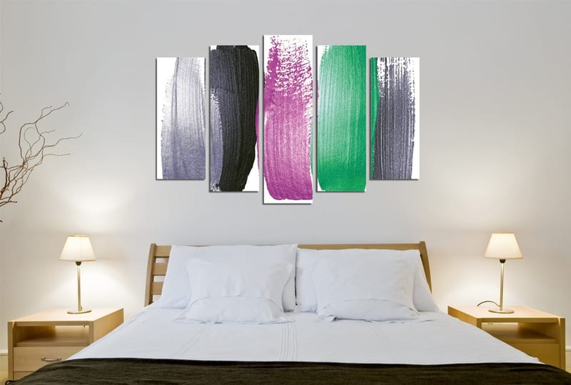 Dekorativ Canvasbilde 5-Deler 70x20 cm - Flerfarget - Interiør - Maleri & posters - Lerretsbilder