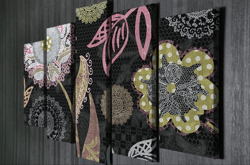 Dekorativ Canvasbilde 5-Deler 70x20 cm - Flerfarget - Interiør - Maleri & posters - Lerretsbilder