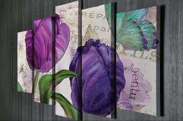 Dekorativ Canvasbilde 5-Deler 70x20 cm - Flerfarget - Interiør - Maleri & posters - Lerretsbilder
