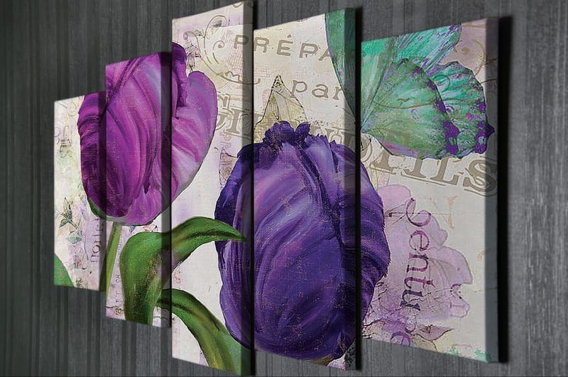 Dekorativ Canvasbilde 5-Deler 70x20 cm - Flerfarget - Interiør - Maleri & posters - Lerretsbilder
