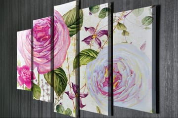 Dekorativ Canvasbilde 5-Deler 70x20 cm - Flerfarget - Interiør - Maleri & posters - Lerretsbilder