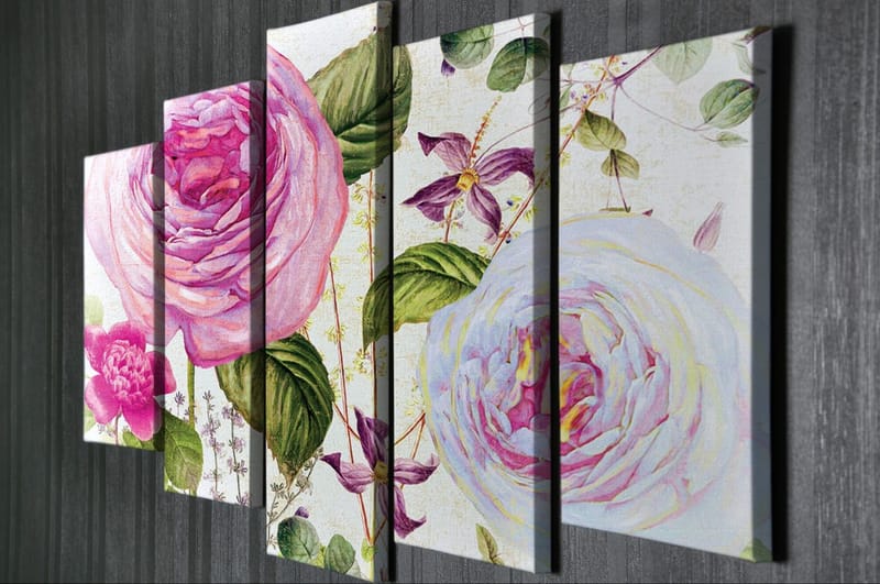 Dekorativ Canvasbilde 5-Deler 70x20 cm - Flerfarget - Interiør - Maleri & posters - Lerretsbilder