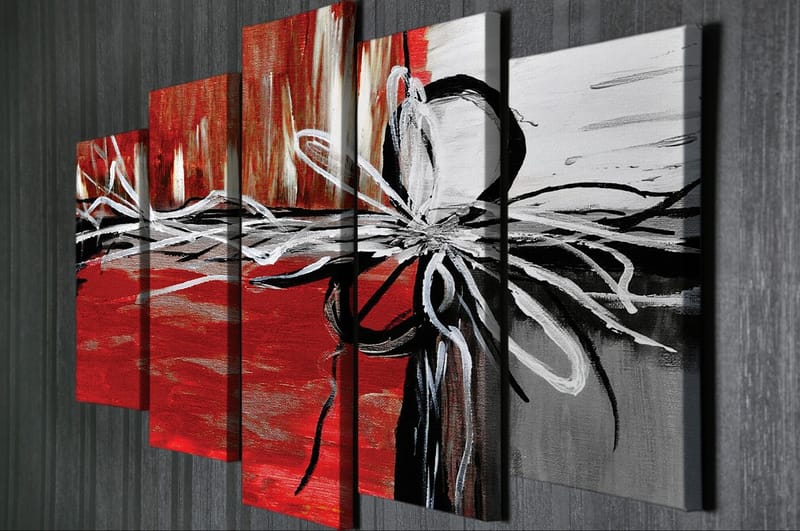 Dekorativ Canvasbilde 5-Deler 70x20 cm - Flerfarget - Interiør - Maleri & posters - Lerretsbilder