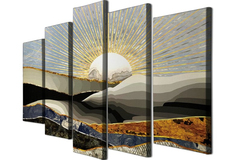 Dekorativ Canvasbilde 5-Deler 70x20 cm - Flerfarget - Interiør - Maleri & posters - Lerretsbilder