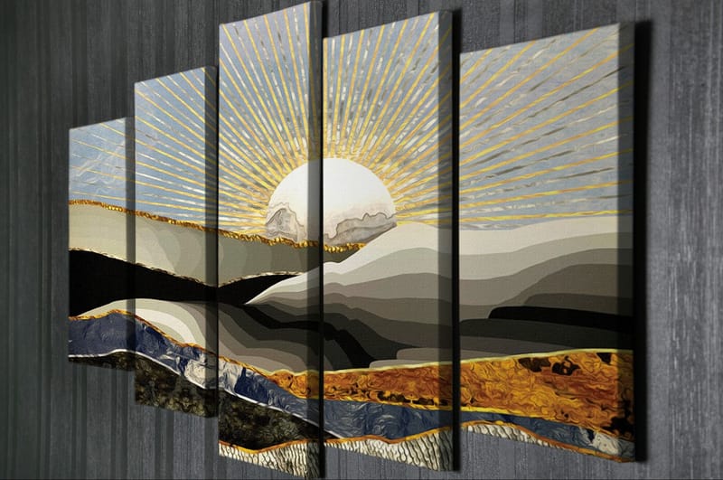 Dekorativ Canvasbilde 5-Deler 70x20 cm - Flerfarget - Interiør - Maleri & posters - Lerretsbilder