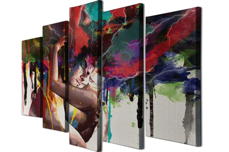 Dekorativ Canvasbilde 5-Deler 70x20 cm - Flerfarget - Interiør - Maleri & posters - Lerretsbilder