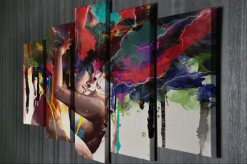 Dekorativ Canvasbilde 5-Deler 70x20 cm - Flerfarget - Interiør - Maleri & posters - Lerretsbilder