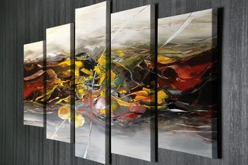 Dekorativ Canvasbilde 5-Deler 70x20 cm - Flerfarget - Interiør - Maleri & posters - Lerretsbilder