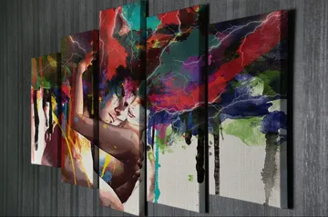Dekorativ Canvasbilde 5-Deler 70x20 cm - Flerfarget - Interiør - Maleri & posters - Lerretsbilder