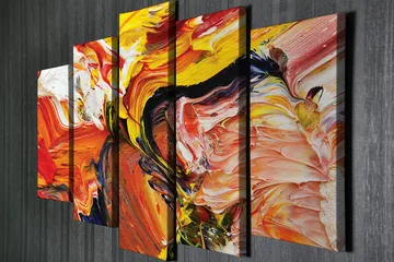 Dekorativ Canvasbilde 5-Deler 70x20 cm - Flerfarget - Interiør - Maleri & posters - Lerretsbilder