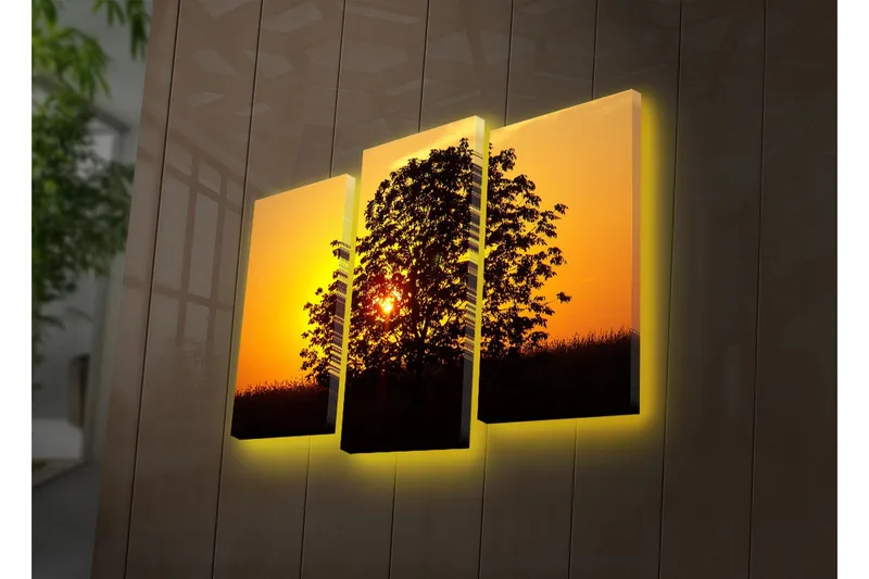 Dekorativ Canvasbilde LED-belysning 3 Deler - Flerfarget - Interiør - Maleri & posters - Lerretsbilder