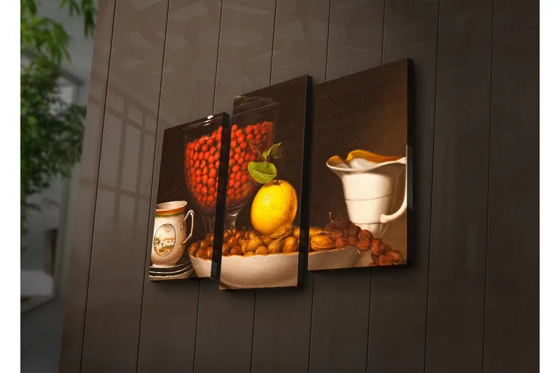 Dekorativ Canvasbilde LED-belysning 3 Deler - Flerfarget - Interiør - Maleri & posters - Lerretsbilder