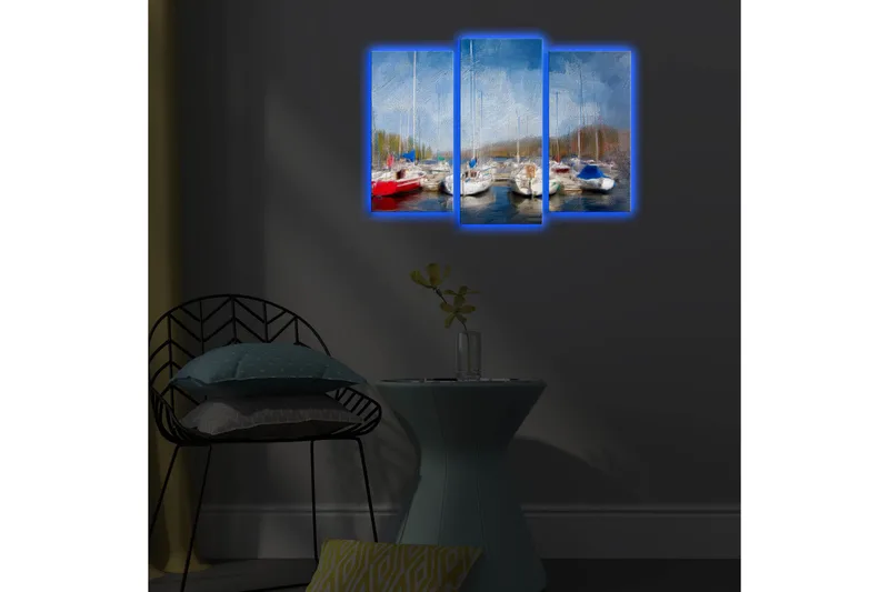 Dekorativ Canvasbilde LED-belysning 3 Deler - Flerfarget - Interiør - Maleri & posters - Lerretsbilder