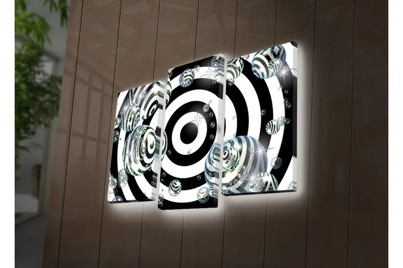 Dekorativ Canvasbilde LED-belysning 3 Deler - Flerfarget - Interiør - Maleri & posters - Lerretsbilder