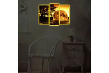 Dekorativ Canvasbilde LED-belysning 3 Deler - Flerfarget - Interiør - Maleri & posters - Lerretsbilder
