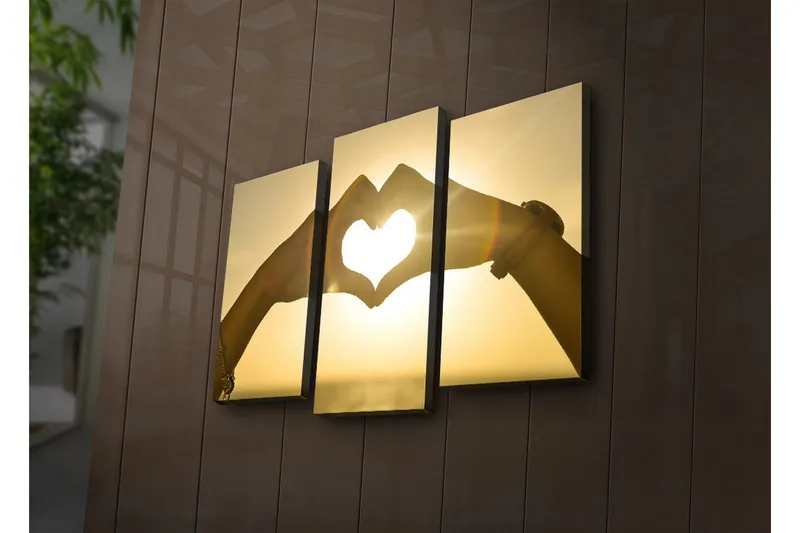 Dekorativ Canvasbilde LED-belysning 3 Deler - Flerfarget - Interiør - Maleri & posters - Lerretsbilder