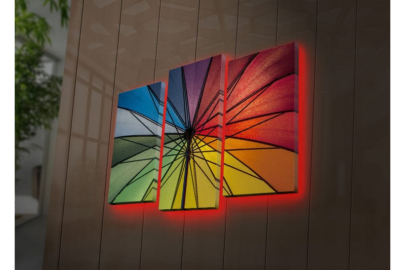 Dekorativ Canvasbilde LED-belysning 3 Deler - Flerfarget - Interiør - Maleri & posters - Lerretsbilder