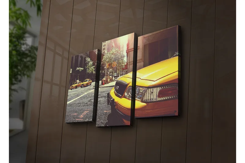 Dekorativ Canvasbilde LED-belysning 3 Deler - Flerfarget - Interiør - Maleri & posters - Lerretsbilder