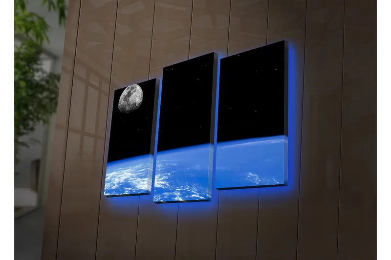 Dekorativ Canvasbilde LED-belysning 3 Deler - Flerfarget - Interiør - Maleri & posters - Lerretsbilder