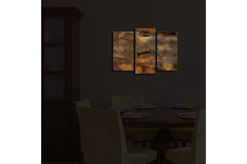 Dekorativ Canvasbilde LED-belysning 3 Deler - Flerfarget - Interiør - Maleri & posters - Lerretsbilder