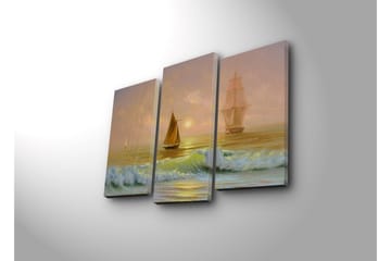 Dekorativ Canvasbilde LED-belysning 3 Deler - Flerfarget - Interiør - Maleri & posters - Lerretsbilder