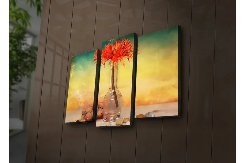 Dekorativ Canvasbilde LED-belysning 3 Deler - Flerfarget - Interiør - Maleri & posters - Lerretsbilder